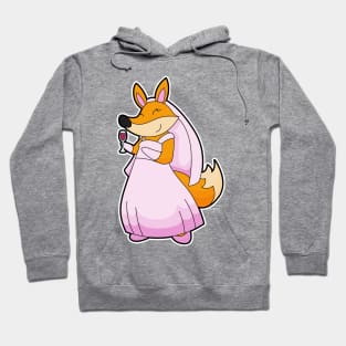 Fox as Bride with Glass of Red wine Hoodie